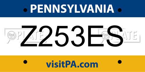 Z253ES Pennsylvania License Plate