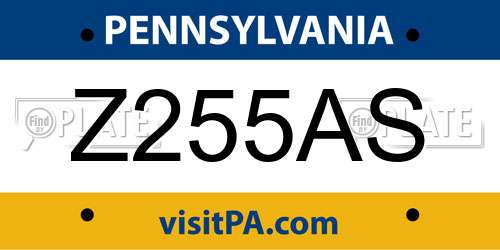Z255AS Pennsylvania License Plate