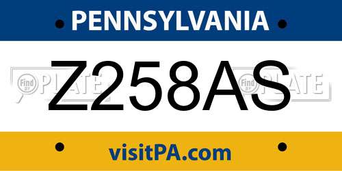 Z258AS Pennsylvania License Plate