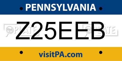 Z25EEB Pennsylvania License Plate