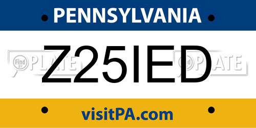 Z25IED Pennsylvania License Plate