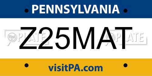 Z25MAT Pennsylvania License Plate