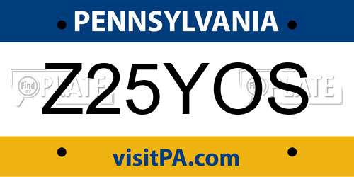Z25YOS Pennsylvania License Plate