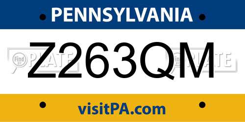 Z263QM Pennsylvania License Plate