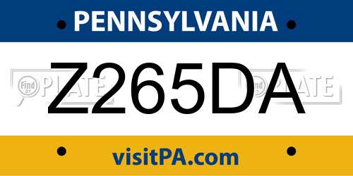 Z265DA Pennsylvania License Plate