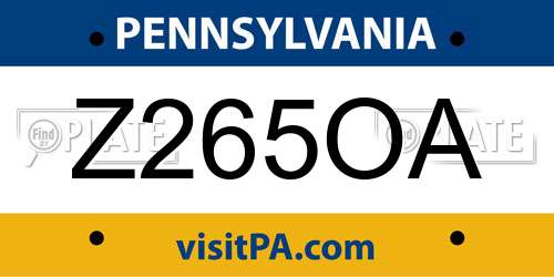 Z265OA Pennsylvania License Plate