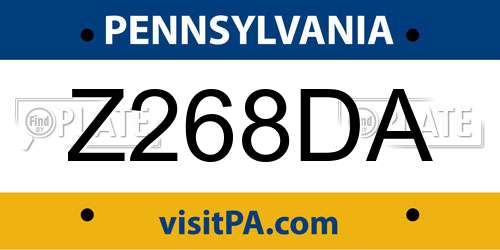 Z268DA Pennsylvania License Plate