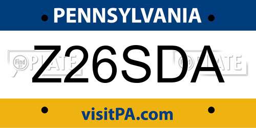 Z26SDA Pennsylvania License Plate