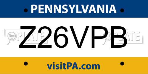 Z26VPB Pennsylvania License Plate