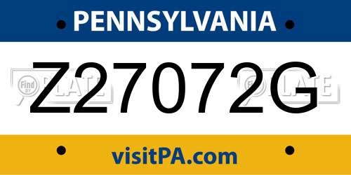 Z27072G Pennsylvania License Plate