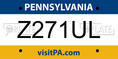 Z271UL Pennsylvania License Plate