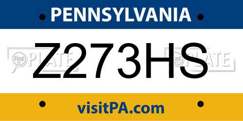 Z273HS Pennsylvania License Plate