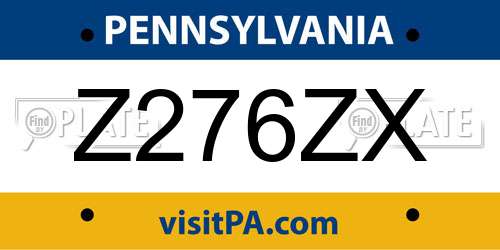 Z276ZX Pennsylvania License Plate