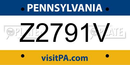 Z2791V Pennsylvania License Plate