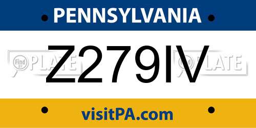 Z279IV Pennsylvania License Plate