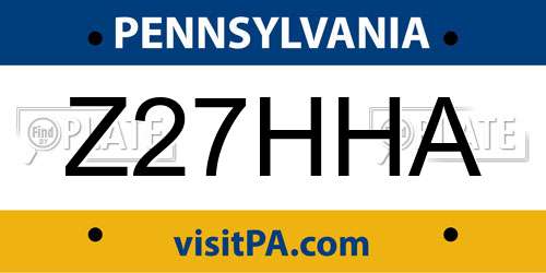 Z27HHA Pennsylvania License Plate