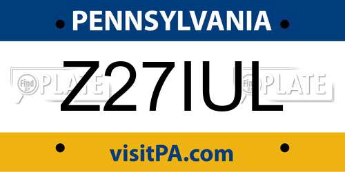 Z27IUL Pennsylvania License Plate