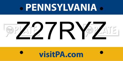 Z27RYZ Pennsylvania License Plate