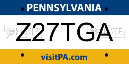 Z27TGA Pennsylvania License Plate