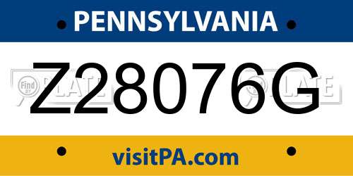 Z28076G Pennsylvania License Plate