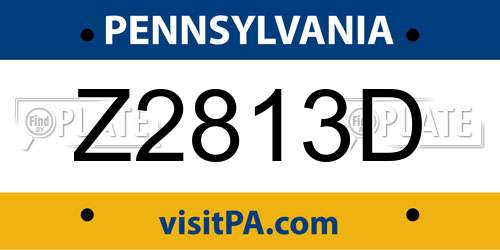 Z2813D Pennsylvania License Plate