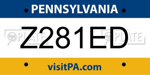 Z281ED Pennsylvania License Plate