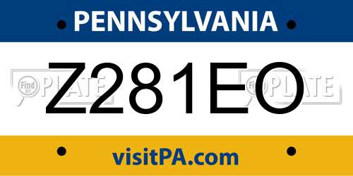 Z281EO Pennsylvania License Plate