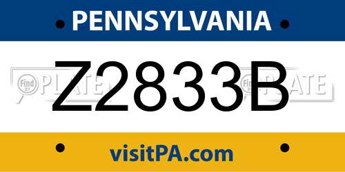 Z2833B Pennsylvania License Plate