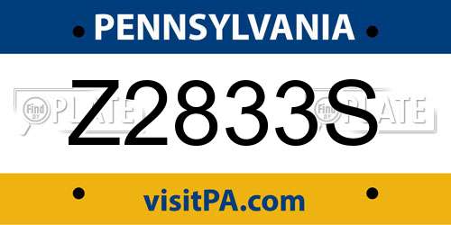 Z2833S Pennsylvania License Plate
