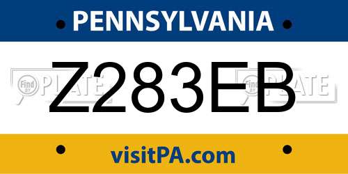 Z283EB Pennsylvania License Plate