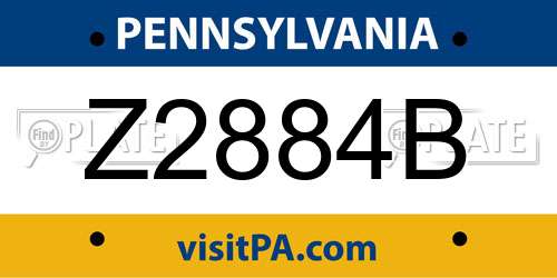 Z2884B Pennsylvania License Plate