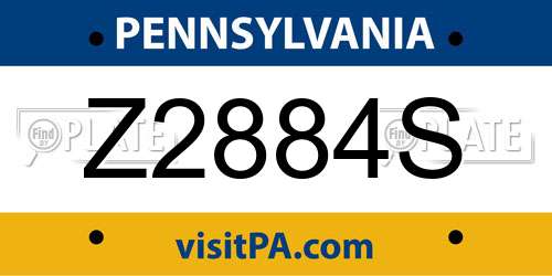 Z2884S Pennsylvania License Plate
