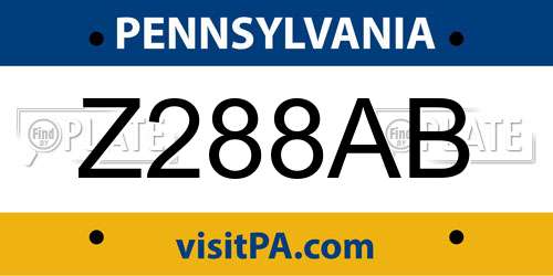 Z288AB Pennsylvania License Plate