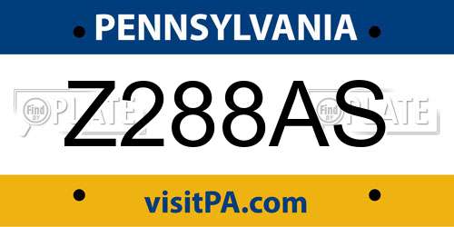Z288AS Pennsylvania License Plate