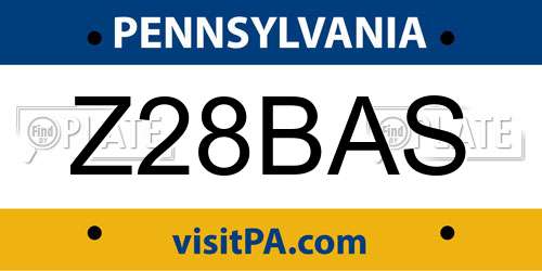 Z28BAS Pennsylvania License Plate