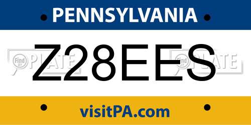 Z28EES Pennsylvania License Plate