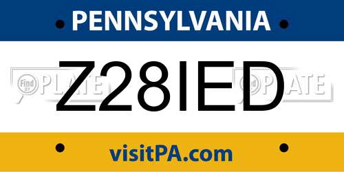 Z28IED Pennsylvania License Plate