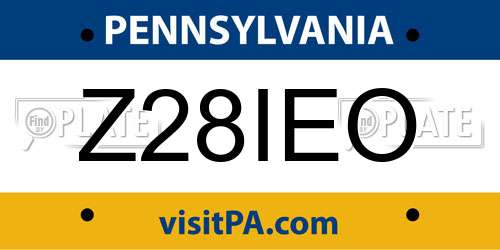 Z28IEO Pennsylvania License Plate