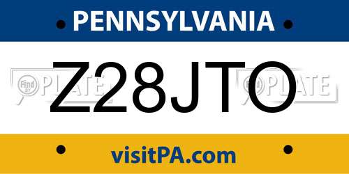 Z28JTO Pennsylvania License Plate