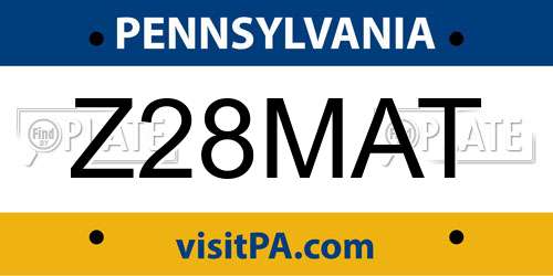 Z28MAT Pennsylvania License Plate