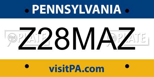 Z28MAZ Pennsylvania License Plate