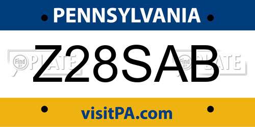 Z28SAB Pennsylvania License Plate