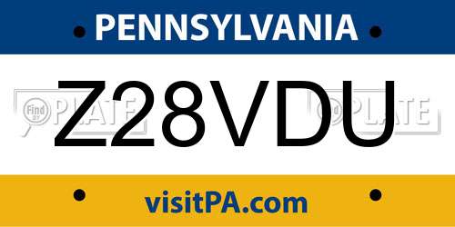 Z28VDU Pennsylvania License Plate