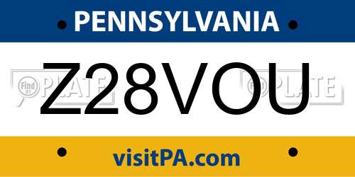 Z28VOU Pennsylvania License Plate
