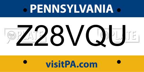 Z28VQU Pennsylvania License Plate