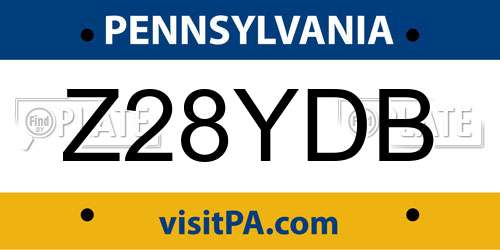Z28YDB Pennsylvania License Plate