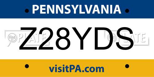 Z28YDS Pennsylvania License Plate