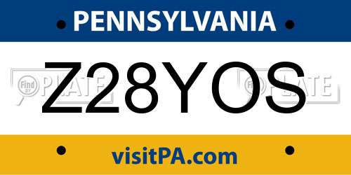 Z28YOS Pennsylvania License Plate