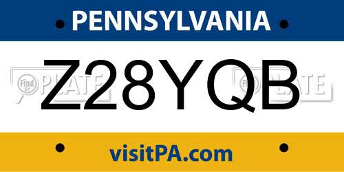 Z28YQB Pennsylvania License Plate