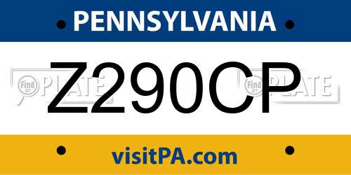 Z290CP Pennsylvania License Plate